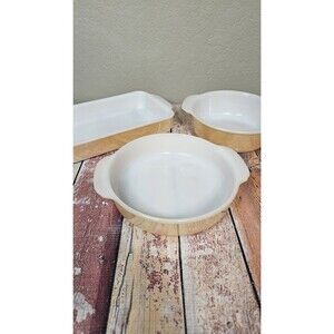 Fire King Peach Luster Cake/casserole Dish, Pie Dish,  Casserole/Break Dish 3...